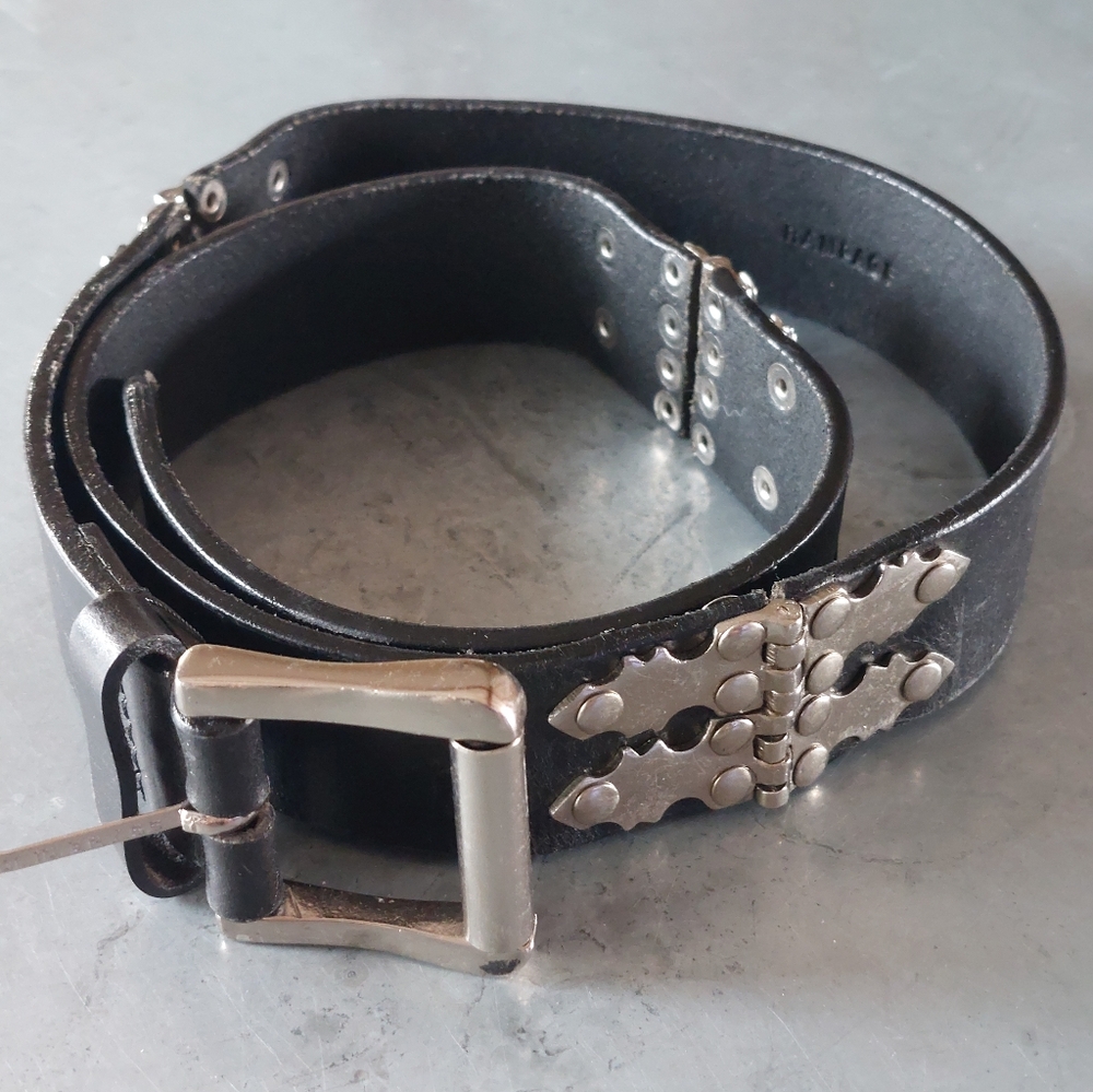 Black Leather Rampage Hinged cyber Belt unisex Grunge M punk